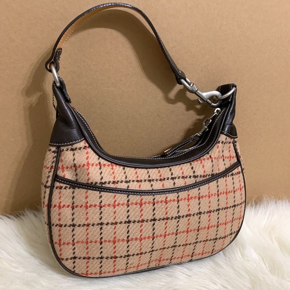 COACH MILLBROOK Vintage Tattersall Plaid Tweed & Leather Shoulder Bag #9613 - Picture 4 of 16